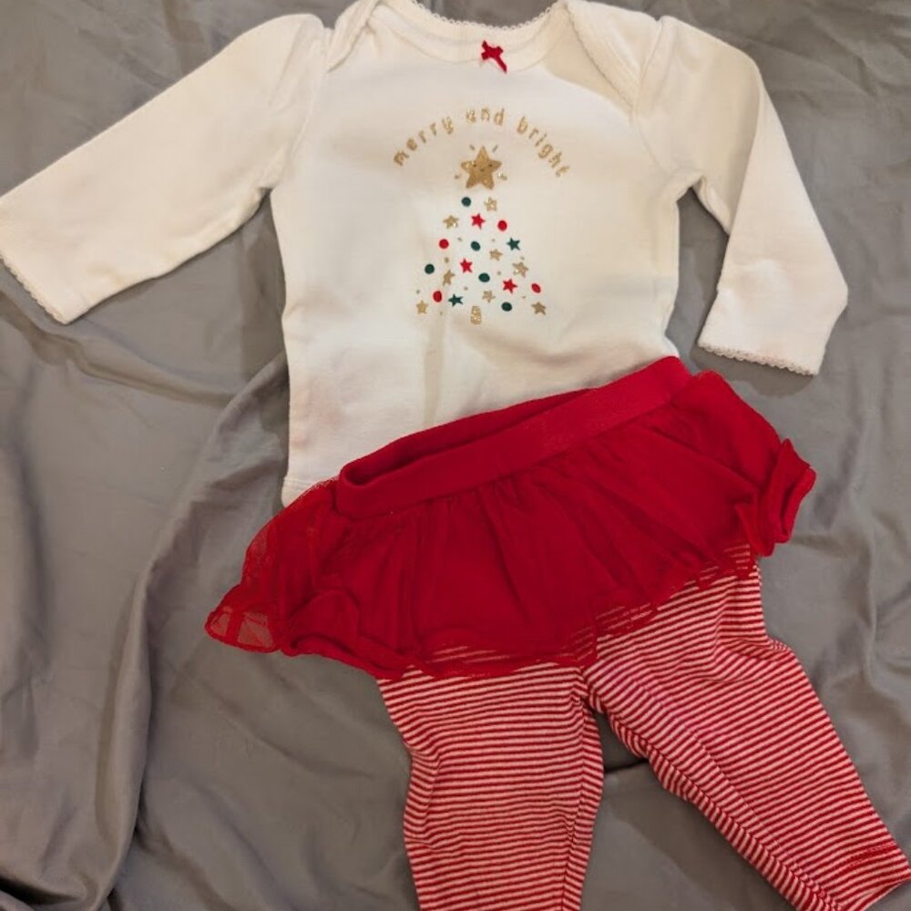 Christmas Outfit Merry & Bright Outfit Baby Girl 3-6 Months